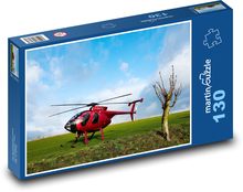 Červený vrtuľník - letieť, záchrana Puzzle 130 dielikov - 28,7 x 20 cm 