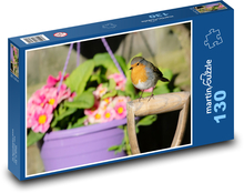 Vogel - Rotkehlchen, Blumen Puzzle 130 Teile - 28,7x20 cm