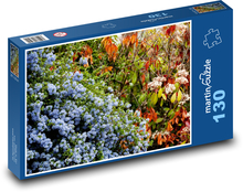 Květiny na zahradě - modré květy, jaro Puzzle 130 dílků - 28,7 x 20 cm