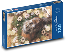 Mačka - maznáčik, vianoce Puzzle 130 dielikov - 28,7 x 20 cm 