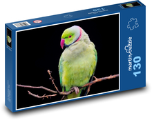 Andulka s růžovými kroužky - pták, peří Puzzle 130 dílků - 28,7 x 20 cm