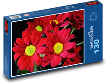 Chrysantheme - rote Blumen, Blume Puzzle 130 Teile - 28,7x20 cm
