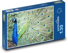 Pfau - Vogel, bunte Federn Puzzle 130 Teile - 28,7x20 cm