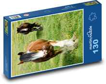 Pferde - Wiese, grasen Puzzle 130 Teile - 28,7x20 cm