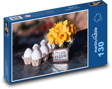 Veselé velikonoce - narcisy, vejce  Puzzle 130 dílků - 28,7 x 20 cm