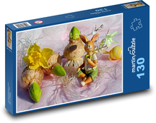 Zajączek wielkanocny - żonkil, królik Puzzle 130 elementów - 28,7x20 cm