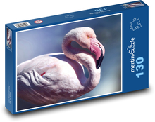 Růžový plameňák - vodní pták, zvíře Puzzle 130 dílků - 28,7 x 20 cm