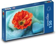 Srdce - mák, dekorace Puzzle 130 - 28,7x20 cm
