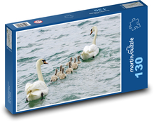 Labutí rodina - vodní ptáci, mláďata Puzzle 130 dílků - 28,7 x 20 cm