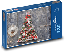 Vánoční dekorace -  vánoční koule, hvězdy Puzzle 130 - 28,7x20 cm