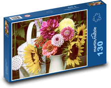 Blumenstrauß - Sonnenblumen, Dahlien Puzzle 130 Teile - 28,7x20 cm