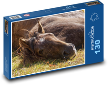 Braunes Pferd - Tier, hinlegen Puzzle 130 Teile - 28,7x20 cm
