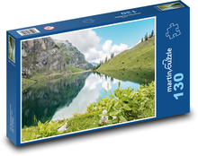 Horské jezero - Alpy, Švýcarsko Puzzle 130 dílků - 28,7 x 20 cm