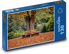 Lavička v parku - stromy, jeseň Puzzle 130 dielikov - 28,7 x 20 cm 