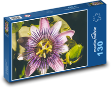 Passionflower - fialový kvet, rastlina Puzzle 130 dielikov - 28,7 x 20 cm 
