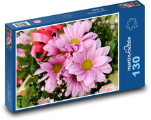 Gerbery - růžové květiny, zahrada Puzzle 130 dílků - 28,7 x 20 cm