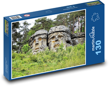 Pieskovcové skaly - vyrezávané hlavy, les Puzzle 130 dielikov - 28,7 x 20 cm 