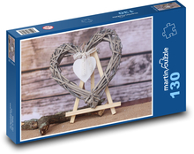 Herz aus Holz - Liebling, Liebe Puzzle 130 Teile - 28,7x20 cm