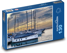 Jachty na morzu - łodzie, port Puzzle 130 elementów - 28,7x20 cm