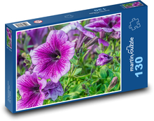 Petúnie - fialové květiny, rostliny Puzzle 130 dílků - 28,7 x 20 cm