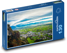 Alpské údolí - hory, příroda Puzzle 130 dílků - 28,7 x 20 cm