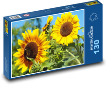 Slunečnice - žluté květiny, léto Puzzle 130 dílků - 28,7 x 20 cm