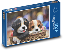 Figurka pes - dekorace, mazlíčci Puzzle 130 dílků - 28,7 x 20 cm