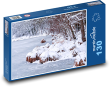 Mrożony staw - brzeg rzeki, jezioro Puzzle 130 elementów - 28,7x20 cm