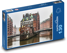 Speicherstadt - Hamburg, vodný hrad Puzzle 130 dielikov - 28,7 x 20 cm 
