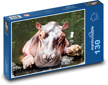 Nilpferd im Wasser - Tier, Säugetier Puzzle 130 Teile - 28,7x20 cm