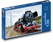 Parní lokomotiva - vlak, koleje Puzzle 130 dílků - 28,7 x 20 cm