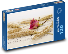 Růže - pšenice, noty Puzzle 130 dílků - 28,7 x 20 cm