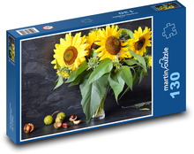 Slnečnice - gaštany, jeseň Puzzle 130 dielikov - 28,7 x 20 cm 