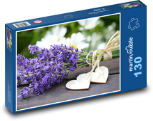 Levanduľa - kytica, srdce Puzzle 130 dielikov - 28,7 x 20 cm 