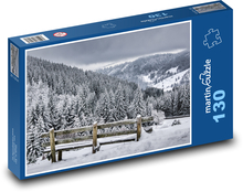 Zima - sníh, les Puzzle 130 dílků - 28,7 x 20 cm