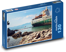Stará loď - moře, pobřeží Puzzle 130 dílků - 28,7 x 20 cm