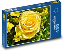 Žlutá růže - květ, rostlina Puzzle 130 dílků - 28,7 x 20 cm