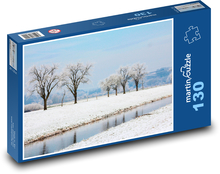 Zima - řeka, zasněžená krajina Puzzle 130 dílků - 28,7 x 20 cm