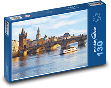 Karlův most - Praha, řeka Puzzle 130 dílků - 28,7 x 20 cm