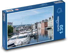 Norwegen - Boote, Stadt Puzzle 130 Teile - 28,7x20 cm