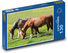 Kůň - pastvina, zvíře Puzzle 130 dílků - 28,7 x 20 cm
