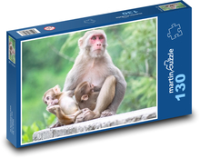 Opice - krmení, matka Puzzle 130 dílků - 28,7 x 20 cm