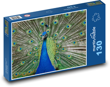 Pfau - Tier, Pfauenfedern Puzzle 130 Teile - 28,7x20 cm