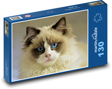 Kot - zwierzak, niebieskie oczy Puzzle 130 elementów - 28,7x20 cm