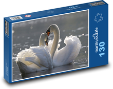 Labutě - vodní ptáci, rybník Puzzle 130 - 28,7x20 cm