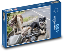 Dogs - Pets, Vehicle Puzzle 130 pieces - 28.7 x 20 cm 