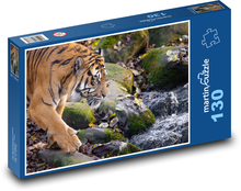 Tygr - zvíře, voda Puzzle 130 dílků - 28,7 x 20 cm