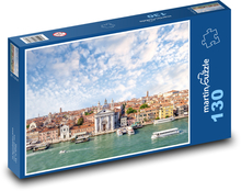 Building - canal, boat Puzzle 130 pieces - 28.7 x 20 cm 