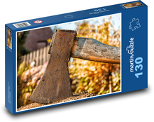 Sekera - sekanie dreva, rukoväť Puzzle 130 dielikov - 28,7 x 20 cm 