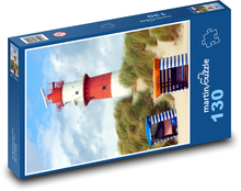 Elektrický maják - pláž, písek  Puzzle 130 dílků - 28,7 x 20 cm